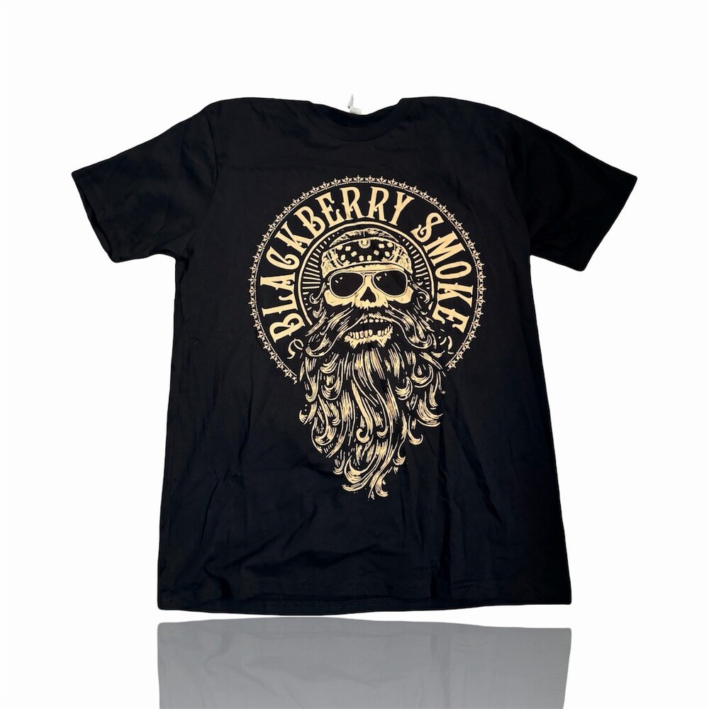 Blackberry Smoke T-Shirt Mens L Black Beard Skull Logo Graphic Crew Neck